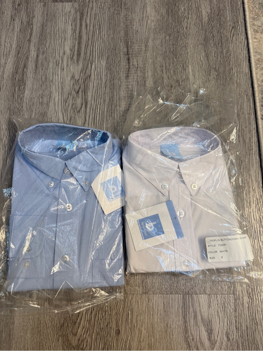 Lot Of 2 NWT BELLA BLISS Button Up Button-down Collar Shirt White & Blue Boys 8